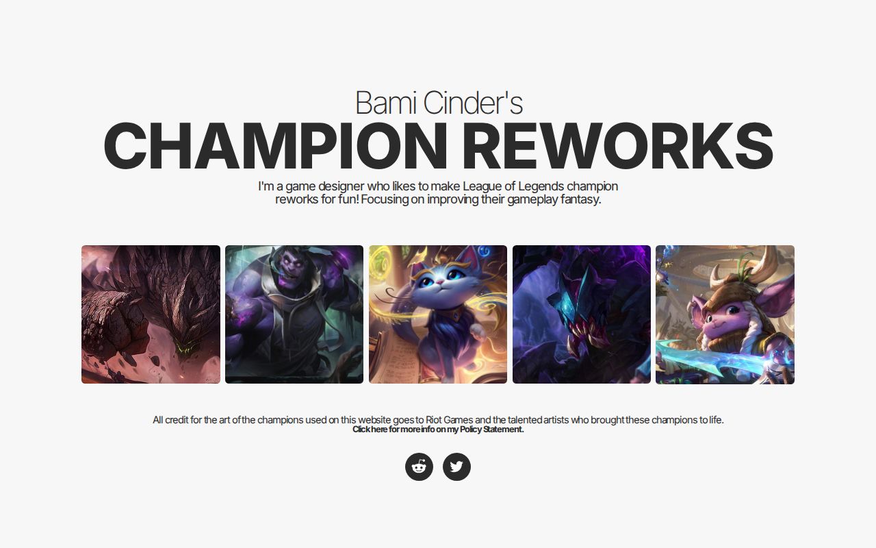 Champions Before Reworks Bami Cinder's Champion Reworks